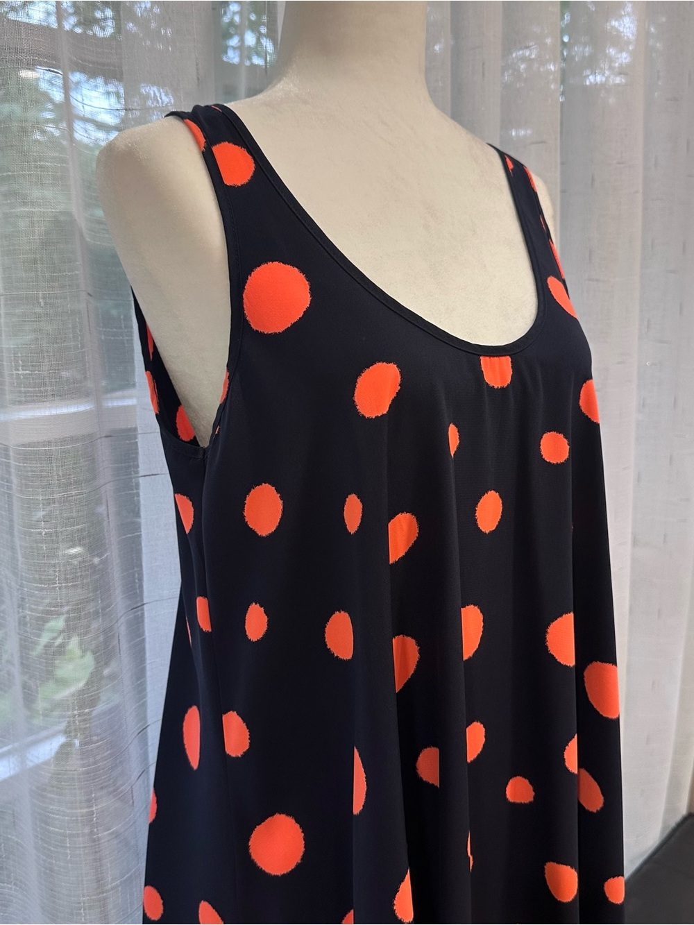 Soprano Women’s Dark Navy and Orange Polka Dot Women's Tank dress Size M